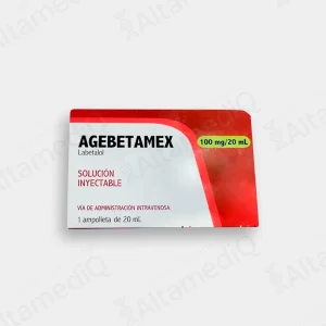 Agebetamex (Labetalol) 100 mg / 20 mL Solución Inyectable - Caja con 5 Ampolletas
