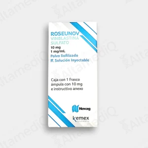 Roseunov (Sulfato de Vinblastina) 10 mg Solución Inyectable - Caja con 1 Frasco Ámpula