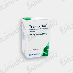 Tremixclar (Efavirenz / Emtricitabina / Tenofovir) 600 mg / 200 mg / 245 mg - Caja con Frasco con 30 Tabletas